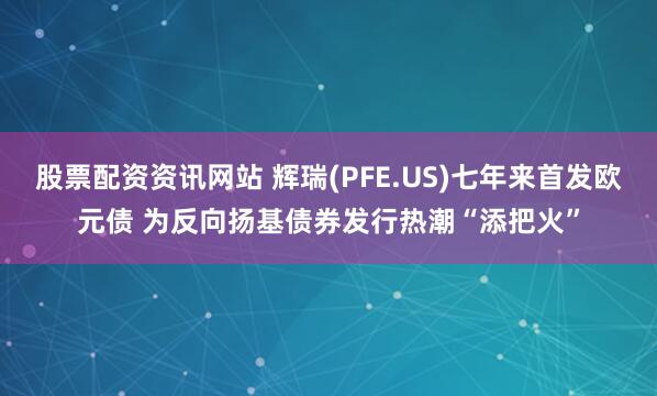股票配资资讯网站 辉瑞(PFE.US)七年来首发欧元债 为反向扬基债券发行热潮“添把火”